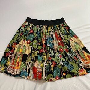 HEMET Frida Kahlo Print Pleated Skirt Size Large